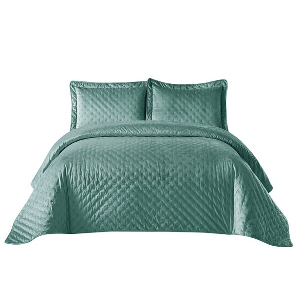 Solid Color Quilted Bedspread Ultrasonic Embossed Flannel Duvet Cover With Dot Pattern Warm Cotton Filled Blanket For All Seasons_voghion.com