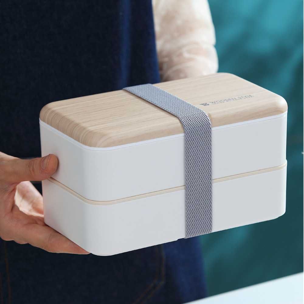 Microwave Double Layer Lunch Box Wooden Style Container Box Bpa Free_voghion.com