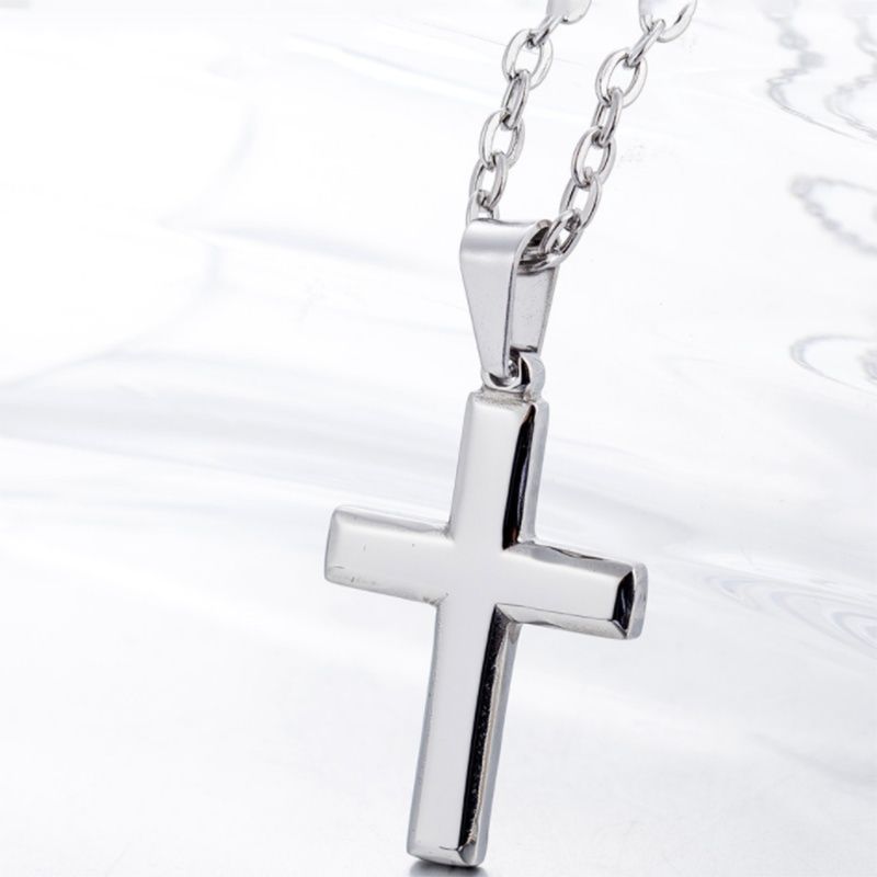 Simple Sterling Silver Cross Necklace Fashion Pendant Necklace for Women Jewelry Gifts_voghion.com