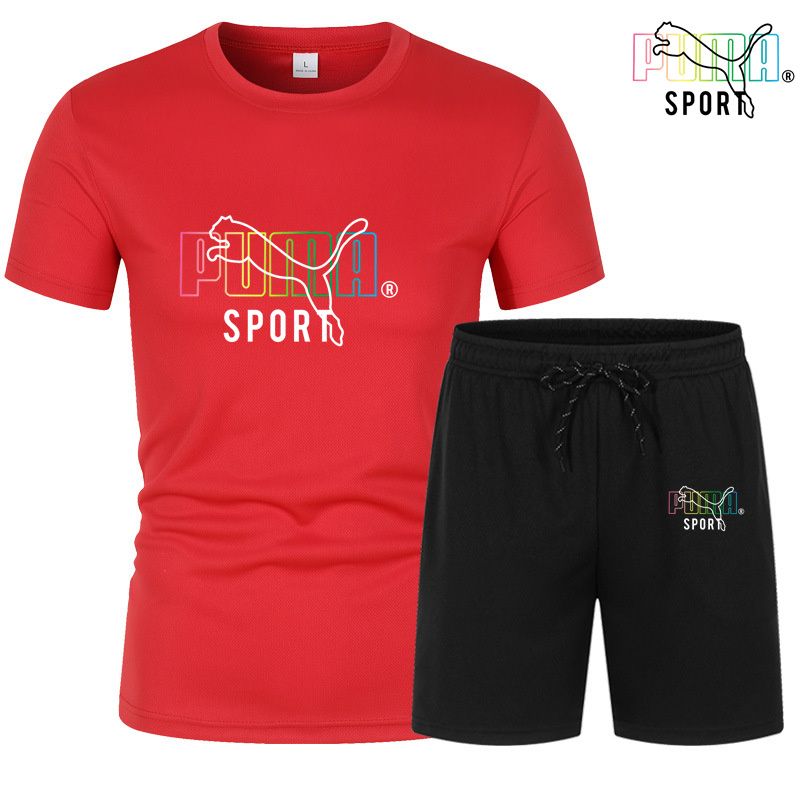 Bărbați sport costum sport 2024 vară tricou + pantaloni scurți costum sport bărbați imprimare casual la modă cu mânecă scurtă tricou set bărbați joggers costum set_voghion.com