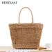 Sac à main bohème fait à la main en paille creuse pour femmes, sacs de plage tissés d'été, fourre-tout à poignée supérieure, sac en filet à la mode en maille_voghion.com