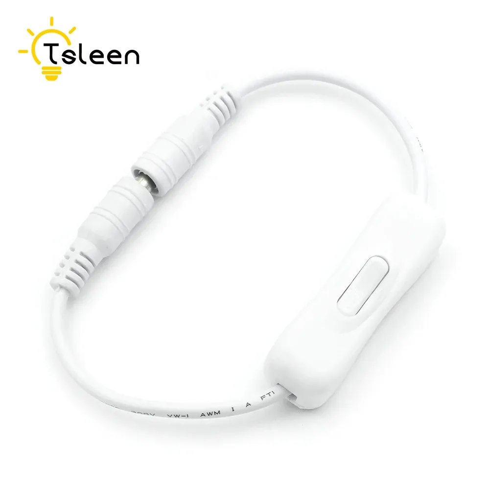 In-Line Power Switch ON/OFF 2.1mmx5.5mm Cable White For Jack Arduino 12-24V In-Line Power Switch ON/OFF 2.1X5.5mm Cable Jack_voghion.com