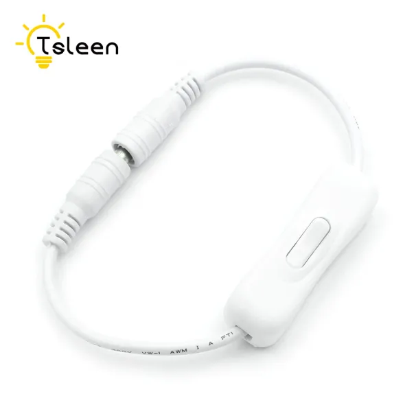 In-Line Power Switch ON/OFF 2.1mmx5.5mm Cable White For Jack Arduino 12-24V In-Line Power Switch ON/OFF 2.1X5.5mm Cable Jack_voghion.com