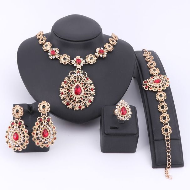 Set di gioielli per collana da sposa per feste nuziali per donna Accessori da sposa con ciondolo gemma di strass colorati in cristallo_voghion.com