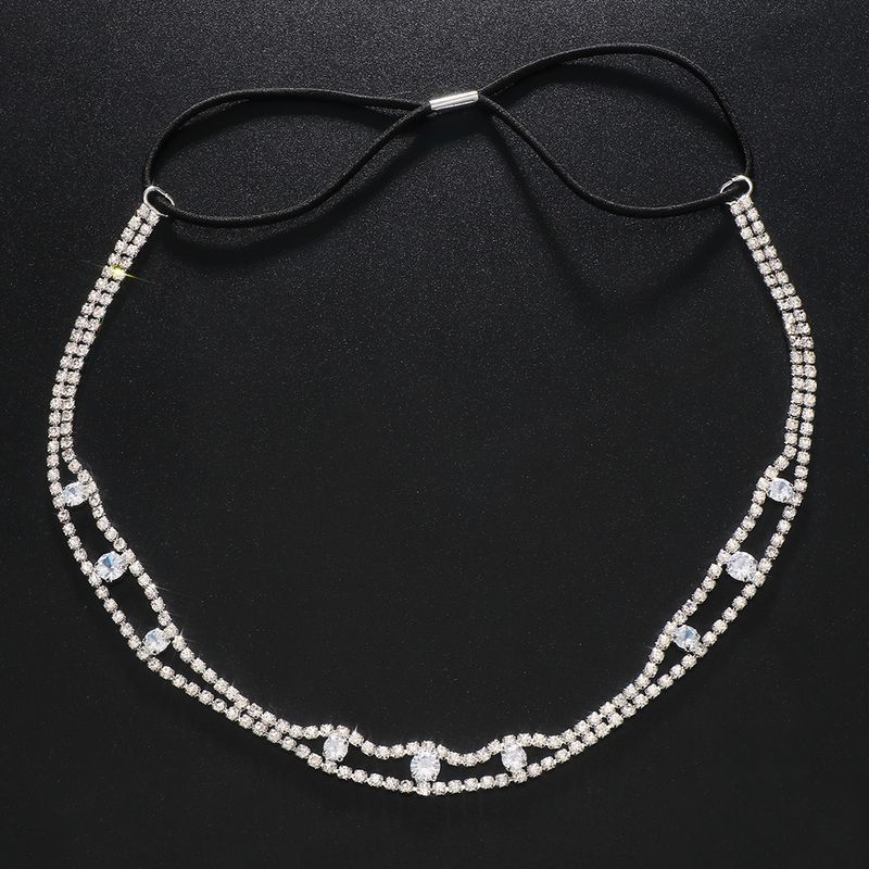 Hollow rhinestone headband fashion retro rhinestone elastic rope headband wedding bridal headdress female Headband_voghion.com