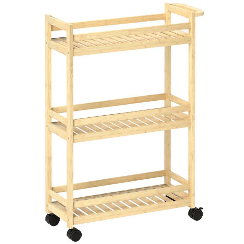 HOMCOM 3-stöckiger Servierwagen Aus Bambus, Küchenwagen Mit Rolle, Allzweckwagen Mit Griff, Lagerwagen Für Büro, Wohnzimmer, Küche, 55 X 20 X 75 Cm, Naturholz_voghion.com