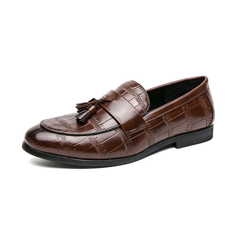 Plus Size Loafers Tasseled Loafers Läderskor Mäns enfotsbyglar_voghion.com