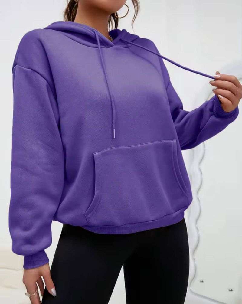 Solid Color Casual Hoodie For Female Pocket Creative Sweatshirts All-Match Street Clothes Womens Fleece Unisex Pullovers_voghion.com