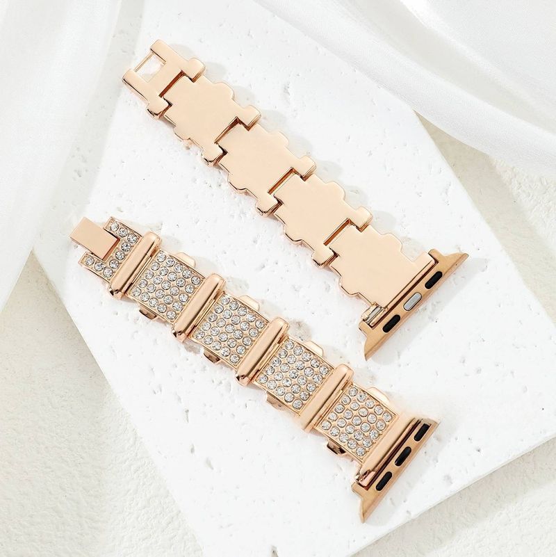 Unisex Accessories Metal Diamond Studded Square Full Diamond Watch Strap New Model Suitable For Watch 6/7/8 Full Series Watches_voghion.com