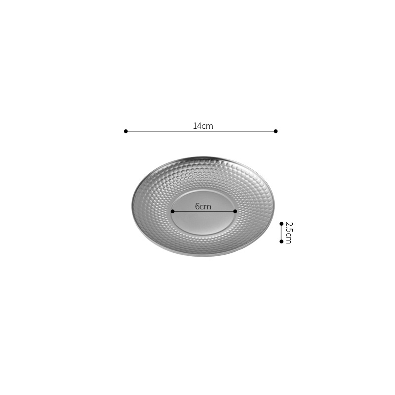 Creative Hammer Pattern 304 Stainless Steel Plate Household Fruit Plate Double Layer Insulation Dish Plate Gold Snack Dessert Cake Plate_voghion.com