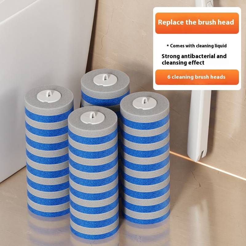 Wall-Mount Disposable Toilet Brush With 6 Refill Heads – Hygienic, No-Mess Cleaning For Modern Bathrooms​_voghion.com