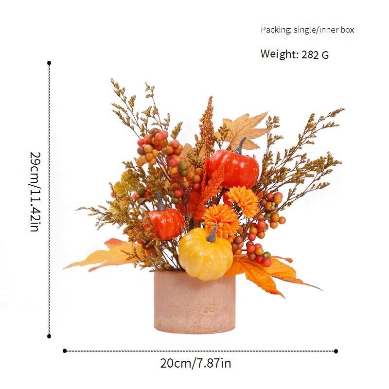 Christmas Fall Harvest Decor Set - Artificial Maple Leaves Pumpkins & Wheat Bundle For & Thanksgiving Home Decor European Style Table Centerpiece_voghion.com