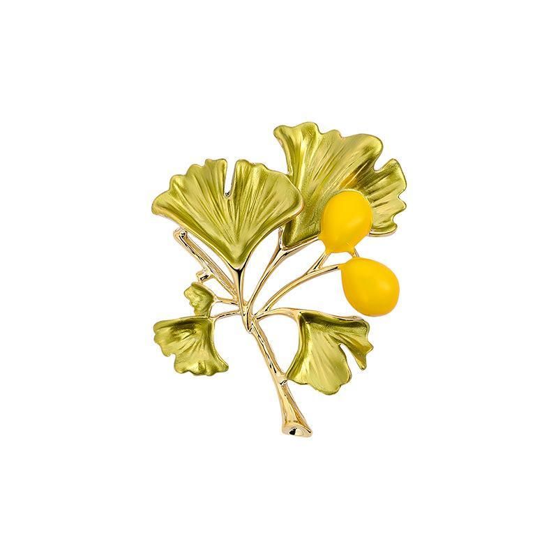 Ginkgo Biloba Damenbrosche 2025 Neue trendige Accessoires Pin Einfache personalisierte Mantel Corsage_voghion.com