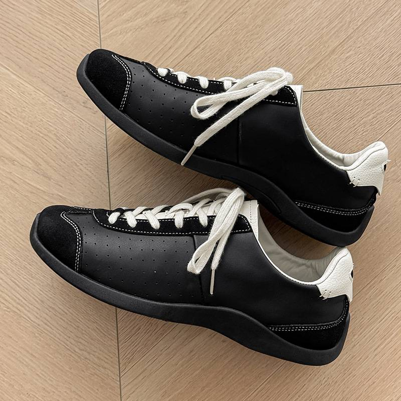 Super Popular Ballet Style German Training Shoes, Retro Lace Up Soft Soled Forrest Gump Shoes, White Shoes, Versatile Breathable Casual Board Shoes_voghion.com