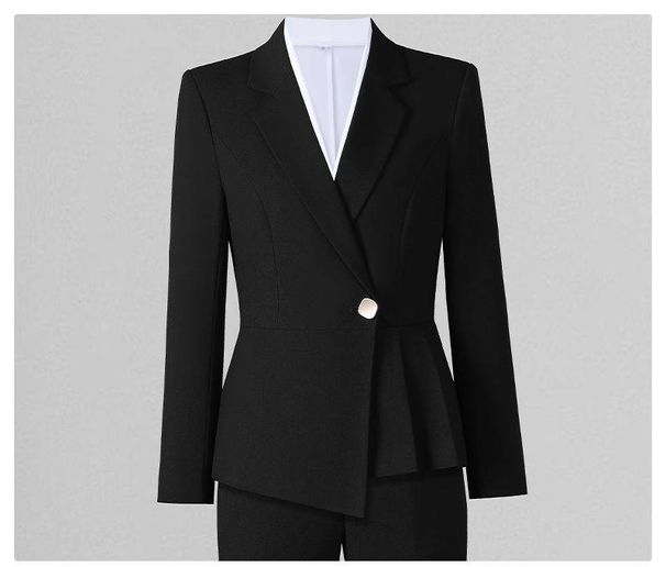 Elegant Autumn/Winter Business Suit Set – Slim-Fit TR Blazer With Pants(Professional Office Wear, Navy/Black, S-4XL)_voghion.com