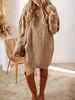 Cozy Cable-Knit Sweater Dress – Oversized Winter Tunic Dress (S-XXL, Beige/Purple)_voghion.com