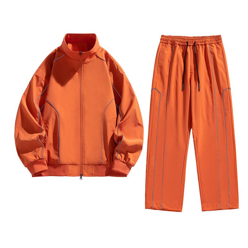 Herrkläder Vår och höst för män fritidsdräkter för män herrjackor tvådelat löpande match långärmade jackor för män stå-krage märke_voghion.com