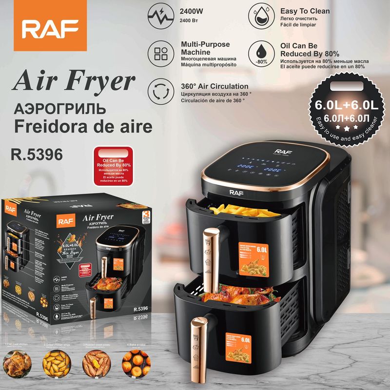 RAF EU Standard Household Oil-Free Air Multi-Functional Intelligent Double-Layer Oven French Fries Electric Fryer R.5396_voghion.com