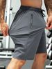 Men's Breathable Nylon Spandex Summer Shorts - High Elasticity, Waist Drawstring, Zipper Pockets, Navy Blue, Ideal For Gym, Hiking_voghion.com