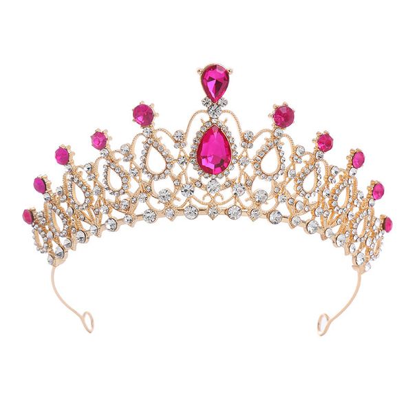 European and American cross-border crystal crown rhinestone exquisite electroplated metal crown wedding bride birthday party dance hair accessories_voghion.com