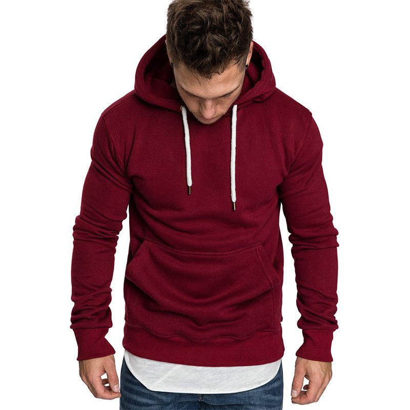 Sweat-shirt à capuche classique pour homme, couleur unie, polaire, tendance, ample, pour l'automne et l'hiver_voghion.com
