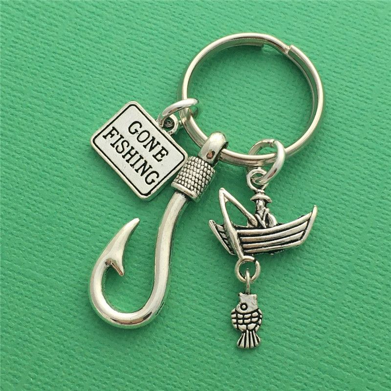 Education & Office Supplies Fashion Hot-selling New Products Fishhook Fishing Boat Fish Keychain_voghion.com