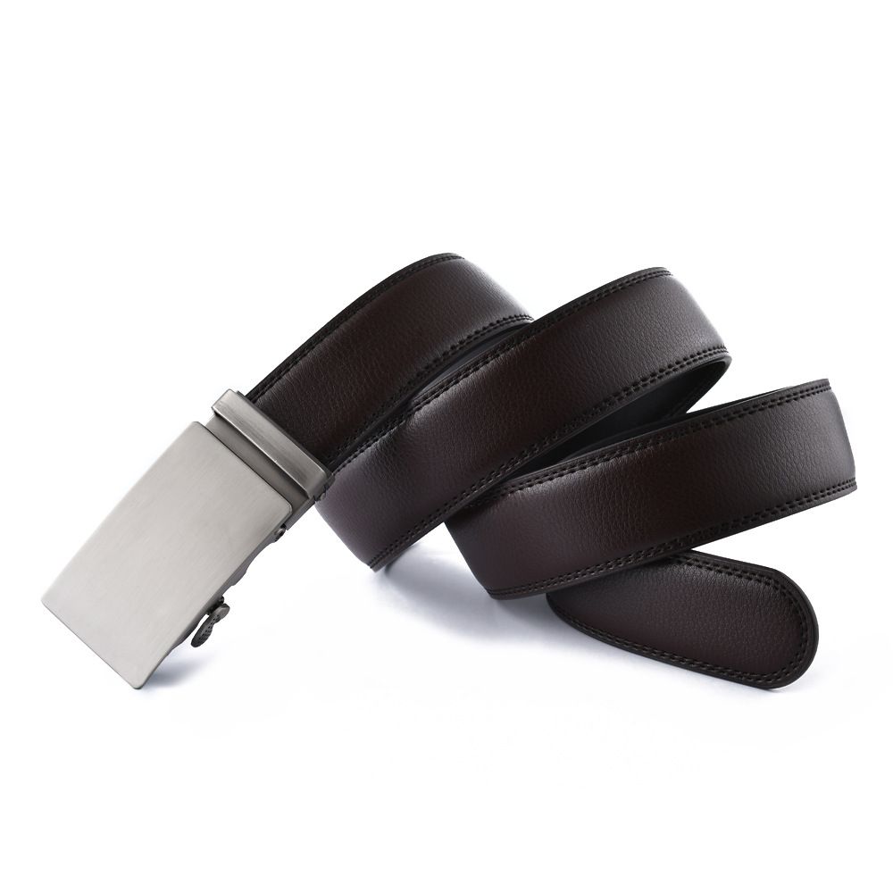 Men's Automatic Buckle Leather Belt - Two-Layer Cowhide Business Casual Belt_voghion.com