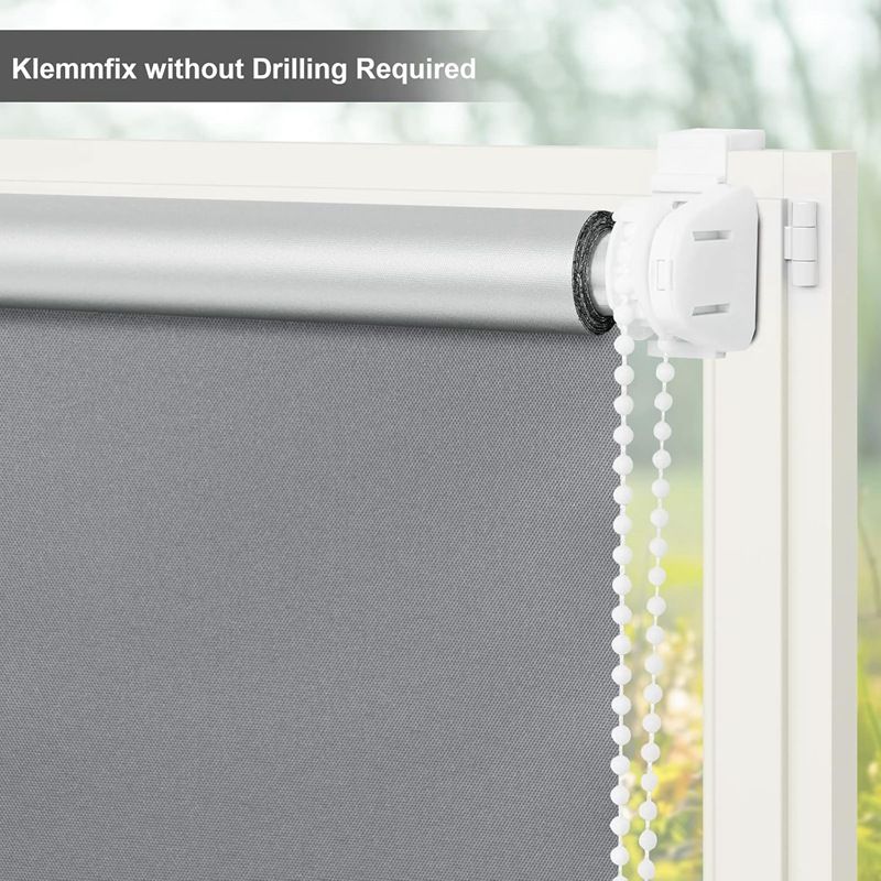 Mājas mēbeles Baltas/pelēkas/dzeltenas 17 mm pilnībā aptumšojošas rullo žalūzijas, paceļamas un bez caurduršanas aizkari_voghion.com