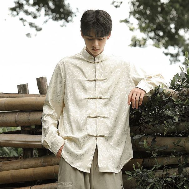 Tang seide hemd in große größe, lose Chinesischen stil stehkragen langarm hemd, frühling und sommer neue stil,_voghion.com