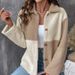 2024 New Autumn And Winter Thickened Color Block Single-Breasted Turn-Down Collar Casual Jacket_voghion.com