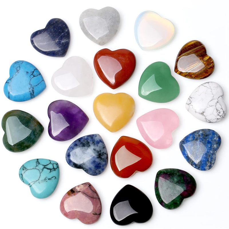 Women's Jewelry 20pcs Natural Crystal 20mm Heart Shaped Love Natural Stone Ornaments Gemstone Crystal Stone Jewelry_voghion.com