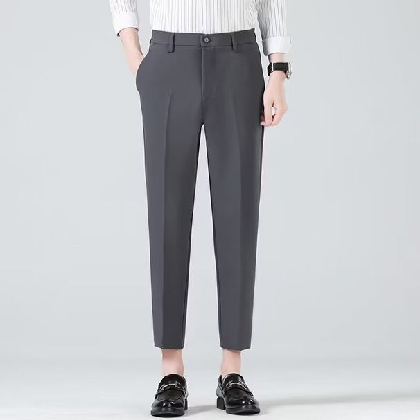 Herrenbekleidung Herren Slim Fit Anzughose für Business Casual - Gerader Schnitt, knitterfrei & leichte Polyestermischung - Schwarz, Dunkelgrau_voghion.com