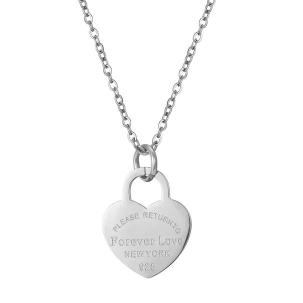 Ins Stainless Steel Necklace For Women, Simple, Personalized, Versatile, Drop Glue LOVE Double Heart-shaped Pendant,_voghion.com
