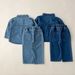 Nuovo set di abbigliamento autunnale coreano per bambini, top da uomo e da donna, abito in denim con maniche, pantaloni lunghi, set da due pezzi_voghion.com