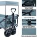 Collapsible Wagon Heavy Duty Folding Wagon Cart With Removable Canopy, 4" Wide Large All Terrain Wheels, Brake, Adjustable Handles,Cooler Bag Utility Carts For Outdoor Garden Beach_voghion.com