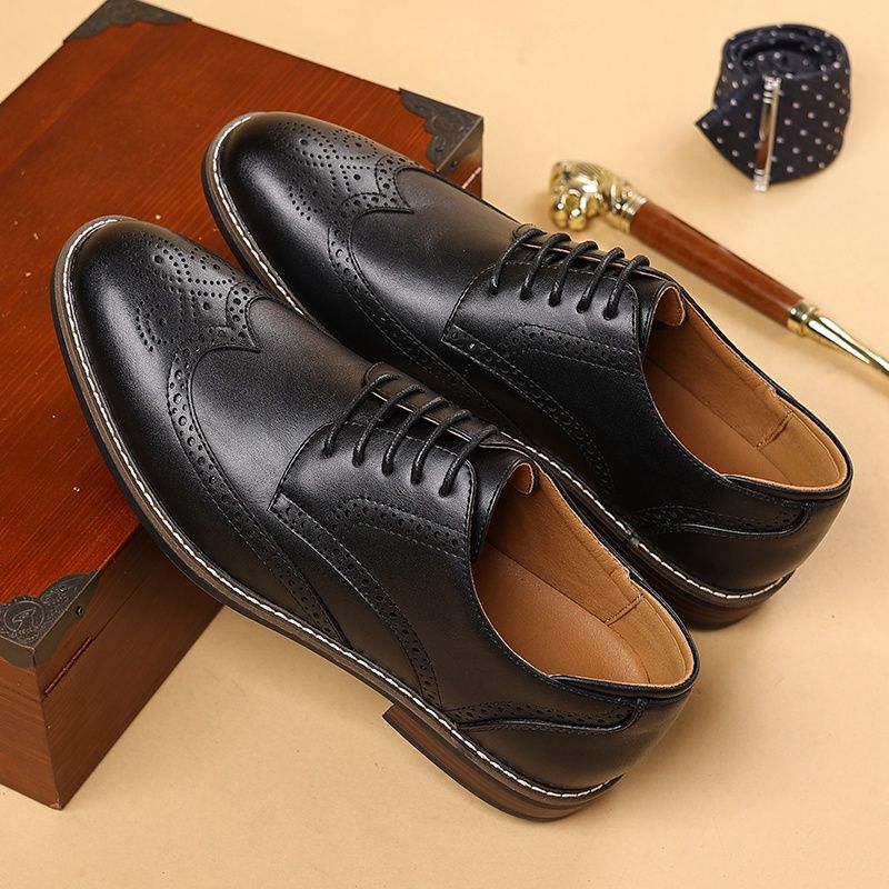 Brogue Dress Shoes Man Wedding Leather Derby Shoe_voghion.com