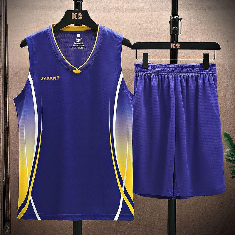Conjunto de camisa de basquete LazyZoom masculino, ajuste solto, colete respirável para estudantes universitários, traje esportivo sem mangas para competição e_voghion.com