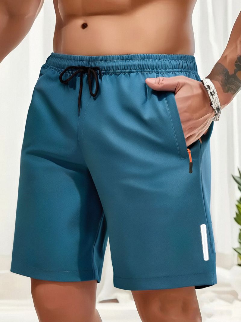 Abbigliamento da uomo, pantaloni da corsa, fitness, spiaggia, pantaloncini Five Point, tinta unita, ad asciugatura rapida, tasche_voghion.com
