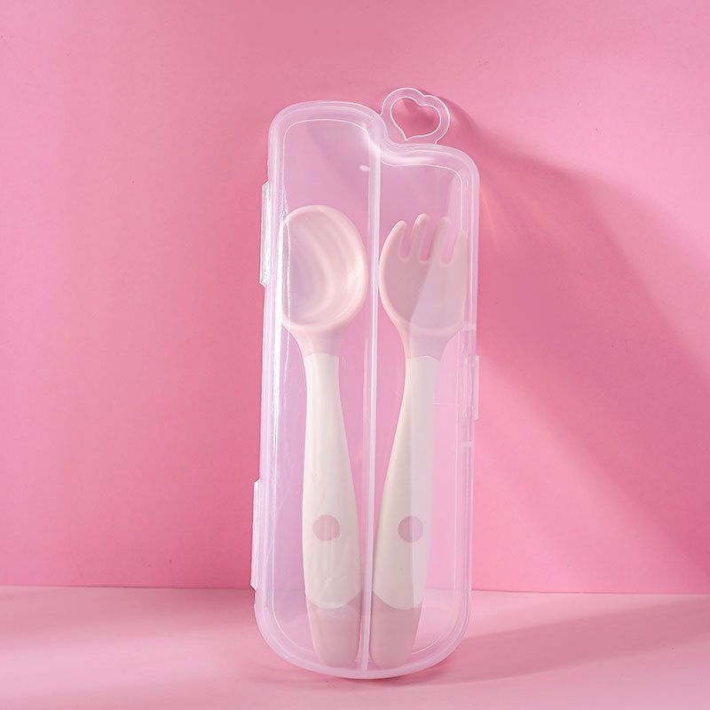 Baby Children Spoon Fork Set Soft Bendable Silicone Scoop Fork Kit Tableware Toddler Training Feeding Cutlery Utensil_voghion.com