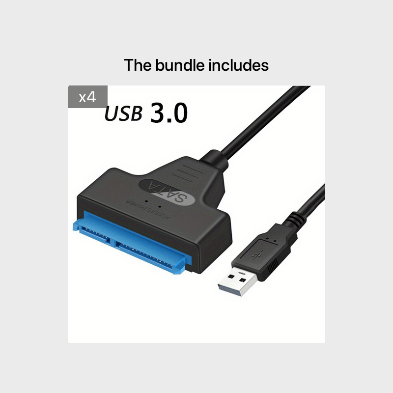 SATA To USB 3.0 / 2.0 Cable Up To 6 Gbps For 2.5 Inch External HDD SSD Hard Drive, SATA 3 22 Pin Adapter USB 3.0 To Sata III Cord_voghion.com