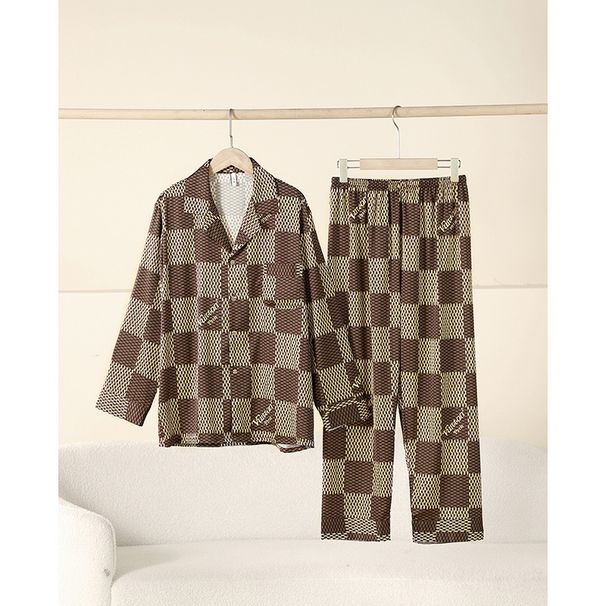 Damkläder Lätta lyxiga exklusiva pyjamasar för tidig vår Issiden Siden långärmad Bekväma kostymer Hemkläder_voghion.com