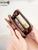 Vintage Womens RFID Blocking MultiFunction Short Fashion Large Capacity Zipper Coin Wallet Simple ID Credit Card Holder_voghion.com