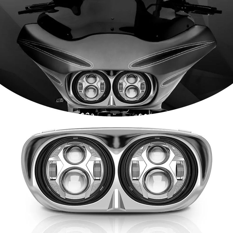 Doppel-LED-Scheinwerfer für Harley-Motorrad Road Glide 2004–2013, 6000 K, IP67, wasserdicht, mit Fern-/Abblendlichtmodus, superhell_voghion.com