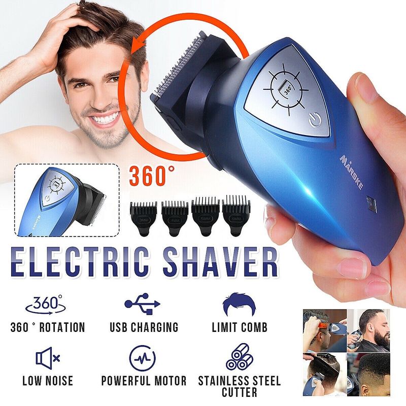 360 Rotatable Rechargeable Cordles Portable Hair Clipper Head Beard Body Trimmer_voghion.com