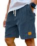 2025 New Men's Embroidered Logo Corduroy Fashion Drawstring Casual Shorts_voghion.com