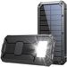 20000mAh Solar Power Bank With 10W Fast Charging, Portable Outdoor Camping Battery Pack For Hiking, Travel, Emergency (Black/Black-Orange)_voghion.com