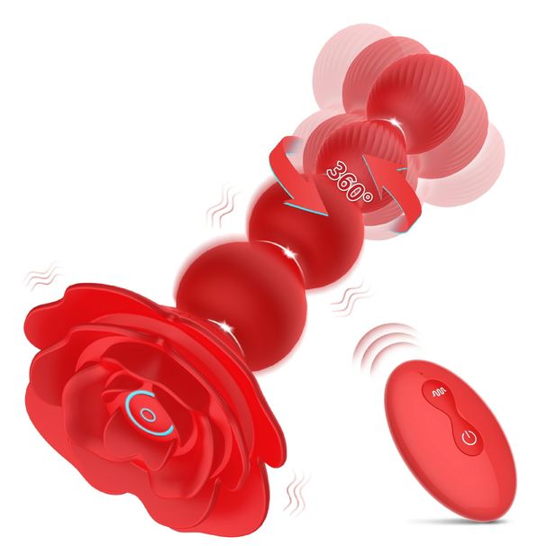 Leejoy Rotating Anal Beads Anal Butt Plug,10 Rotate Twist And Vibrating Modes, Prostate Massager Anal Vibrators For Men, Remote Control Rose Toy For_voghion.com