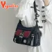 Yogodlns Retro Patchwork Schulter Für Frauen Weiche Leder Crossbody Cool Girl Messenger Bag Shopping Handtasche Handtasche Bolsa_voghion.com