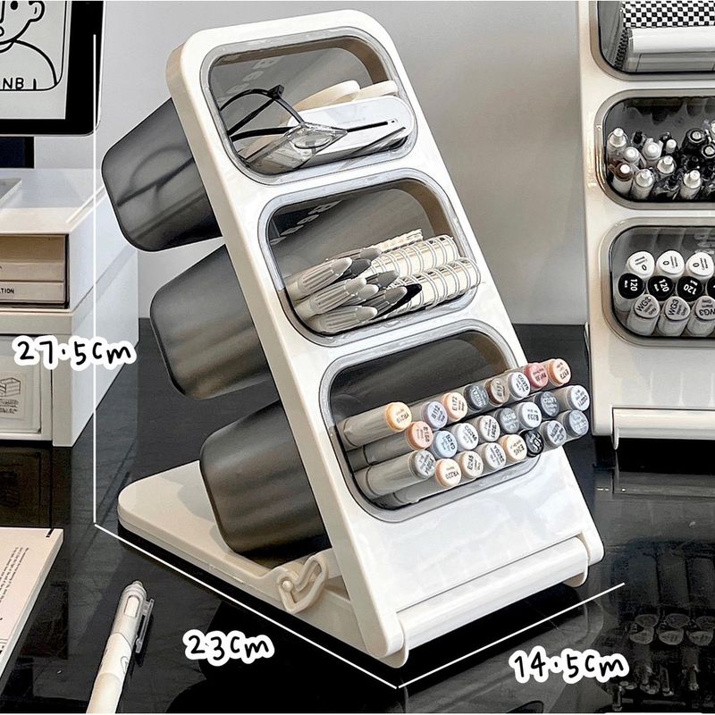 Slanted Holder Stationery Organizer Large Capacity Student Container Children's Desk Box Office Desktop Pen Rack_voghion.com