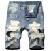 Herrenbekleidung Jeans Mittellange Hosen Personalisierte Trendy Herren Shorts Elastische Zerrissene Hosen_voghion.com